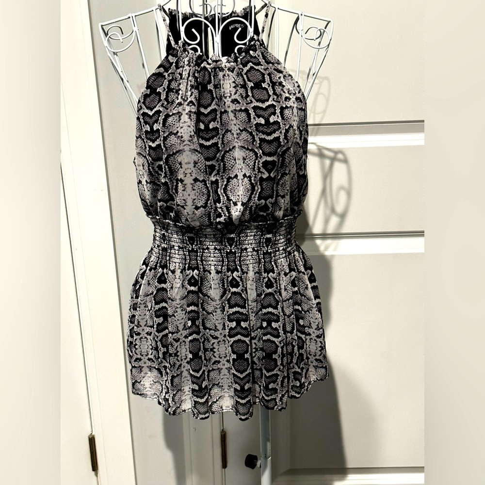 Express animal print peplum halter top. Size s/p